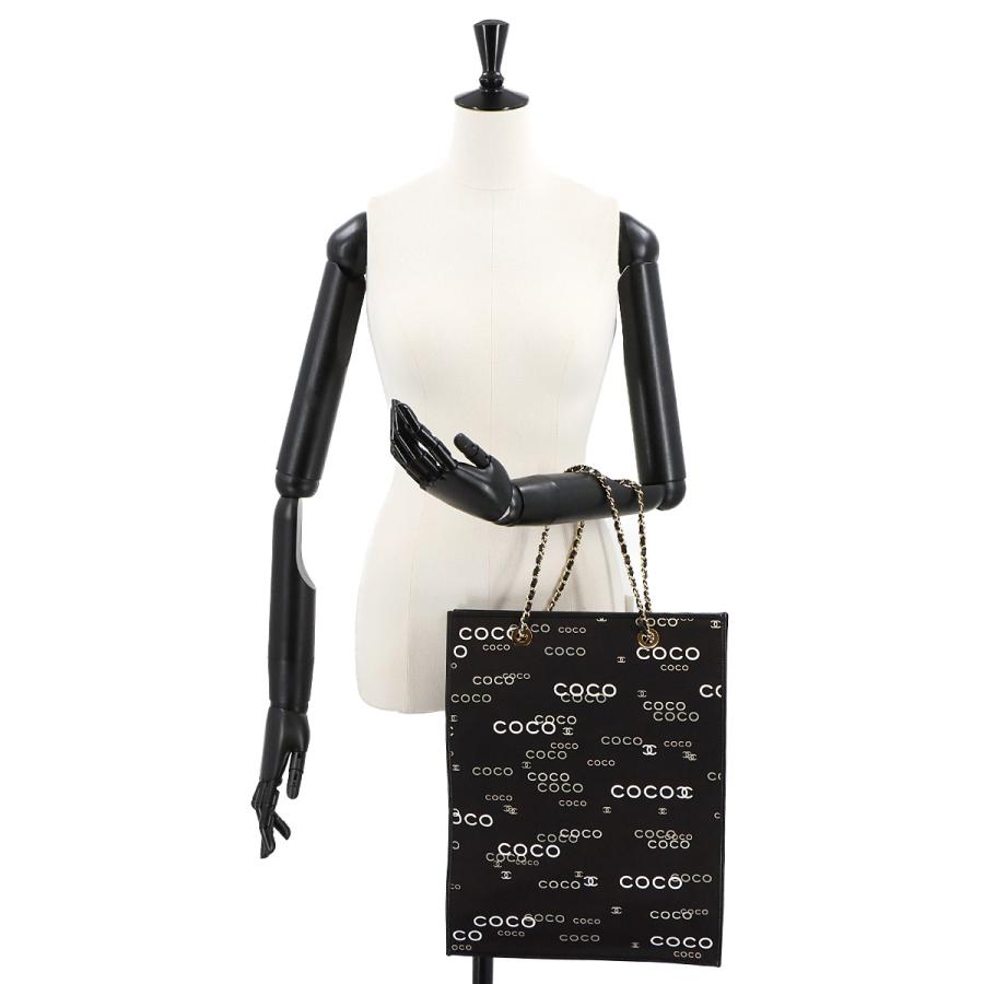 CHANEL 新品同様 シャネル COCOプリント チェーン トート バッグ