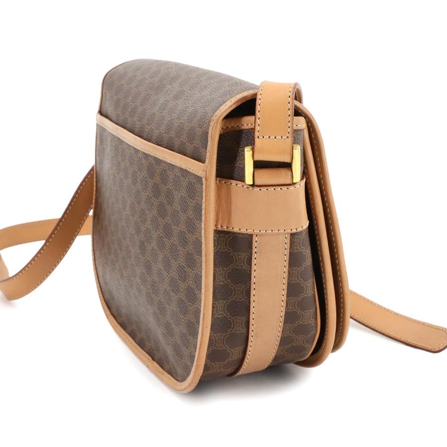 CELINE セリーヌ マカダム ショルダー バッグ PVC レザー ブラウン  