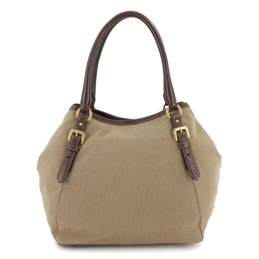 美品】PRADA プラダ キャンバス×レザー ショルダーバッグ ベージュ