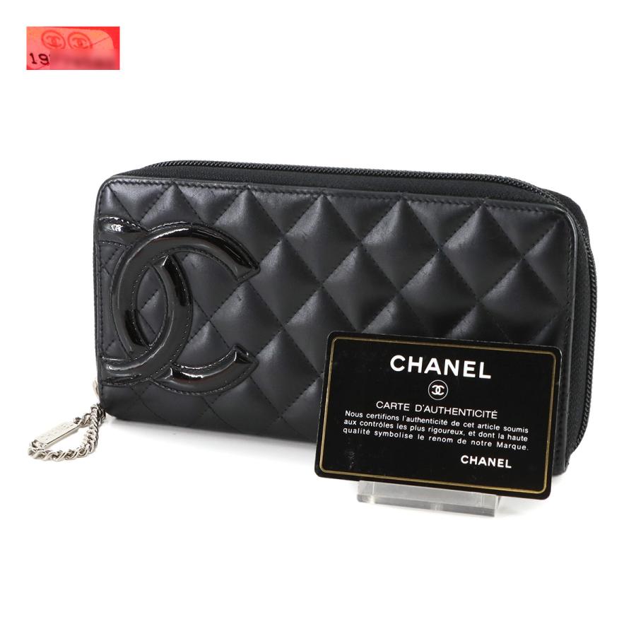 CHANEL 美品 シャネル カンボンライン ラウンドファスナー 長財布  