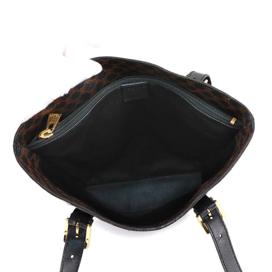美品 セリーヌ CELINE マカダム ショルダー バッグ PVC レザー ブラック ブラウン ゴールド 金具 ヴィンテージ 90280882