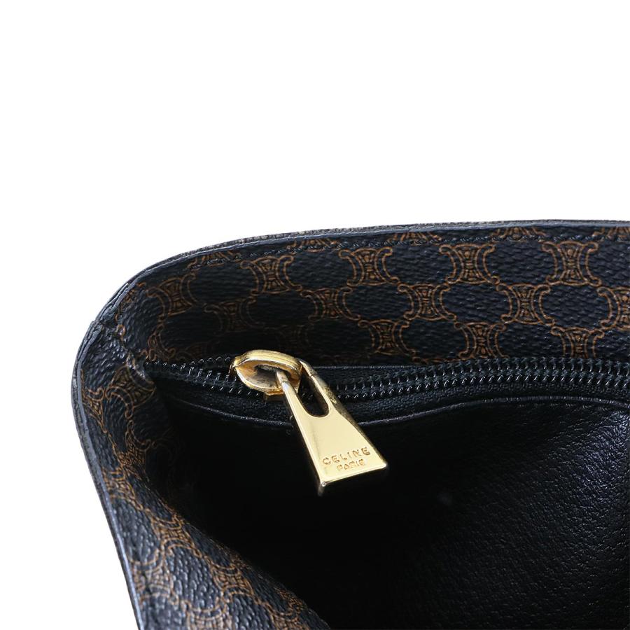 美品 セリーヌ CELINE マカダム ショルダー バッグ PVC レザー ブラック ブラウン ゴールド 金具 ヴィンテージ 90280882