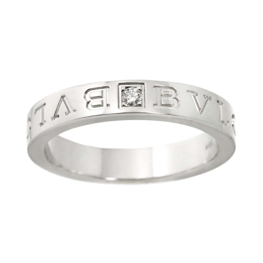 BVLGARI ブルガリ ダブル ロゴ 18.5号 リング ダイヤ 1P K18 WG