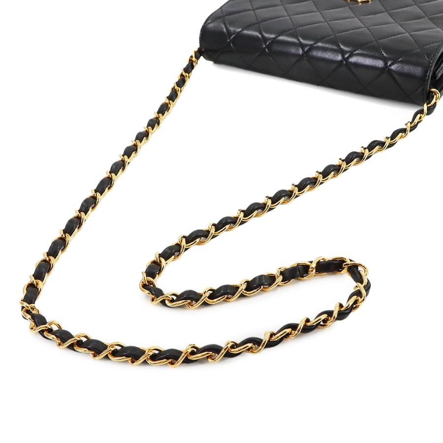 新品同様 シャネル バッグ マトラッセ チェーン ショルダー バッグ レザー ブラック レディース 90282188 【中古】ブランド CHANEL（シャネル） 新品同様 マトラッセ チェーン ショルダー バッグ