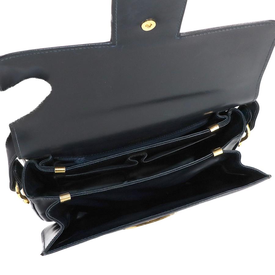 CELINE ワンショルダーバッグ　馬車金具　ゴールド金具　レザー　ネイビー CELINE ワンショルダーバッグ 馬車金具 ゴールド金具 レザー