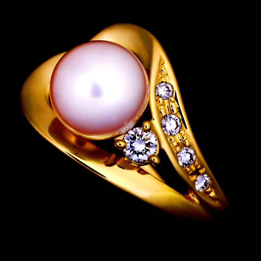 TASAKI タサキ 11号 リング アコヤ真珠 6.5mm ダイヤ 0.07ct K18