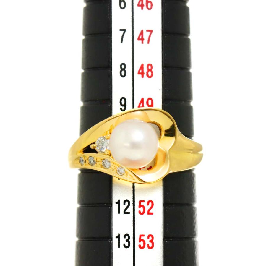 TASAKI タサキ 11号 リング アコヤ真珠 6.5mm ダイヤ 0.07ct K18 YG  