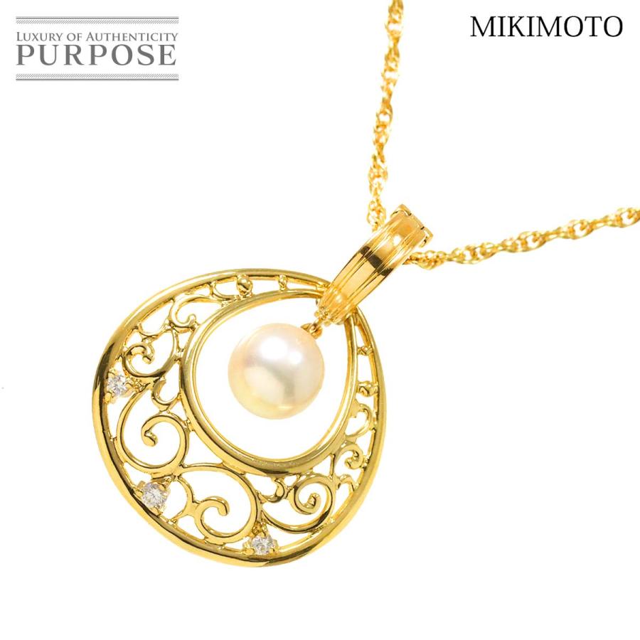 MIKIMOTM ミキモト K18 パール ダイヤモンド ネックレス あこや真珠 MIKIMOTO【ミキモト】 K18ダイヤモンド アコヤパールネックレス (NO