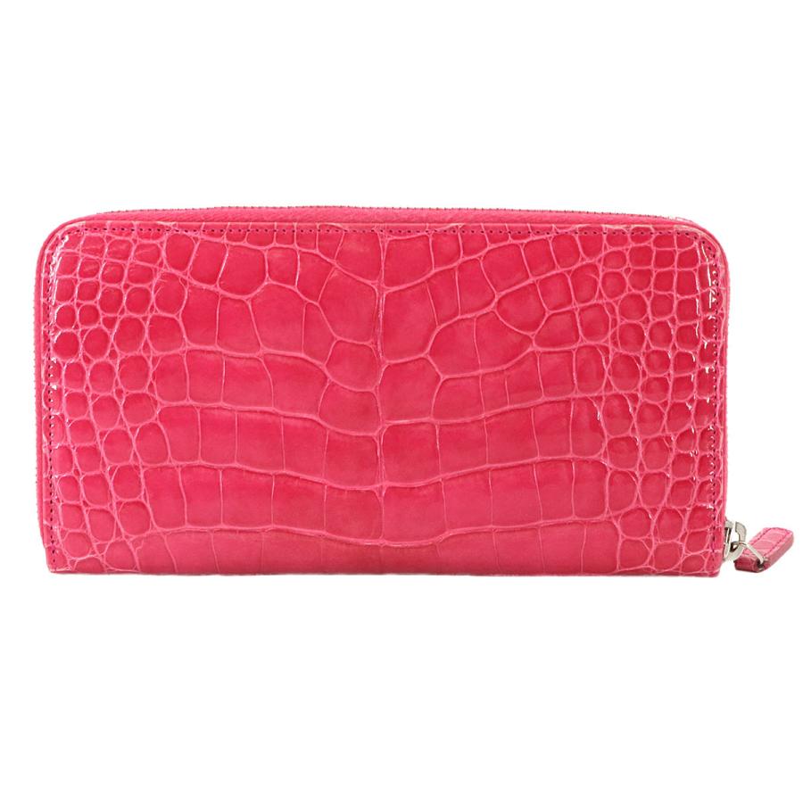 CHANEL 美品 シャネル ラウンドファスナー 長財布 クロコダイル