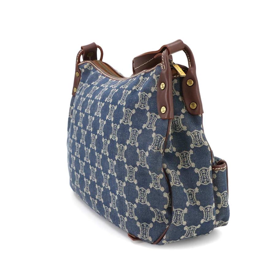 セリーヌ CELINE ショルダーバッグ マカダム デニム ハンドバッグ フラップ ブルー セリーヌ CELINE ショルダーバッグ マカダム デニム ハンドバッグ