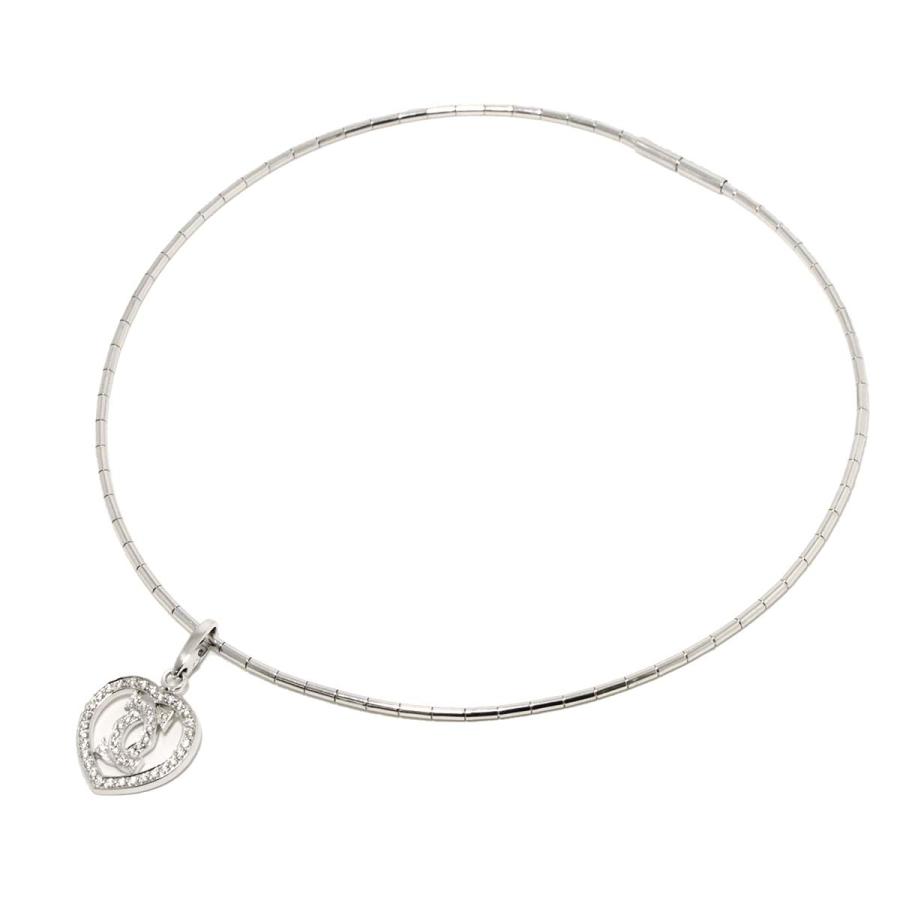 Cartier カルティエ 2C ハート ダイヤ ネックレス 35cm K18 WG 