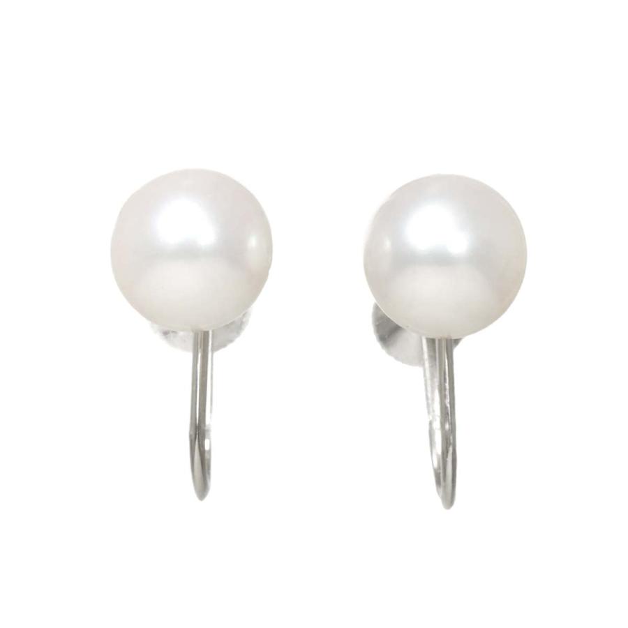 MIKIMOTO ミキモト アコヤ真珠 7.3mm イヤリング K18 WG ホワイト  