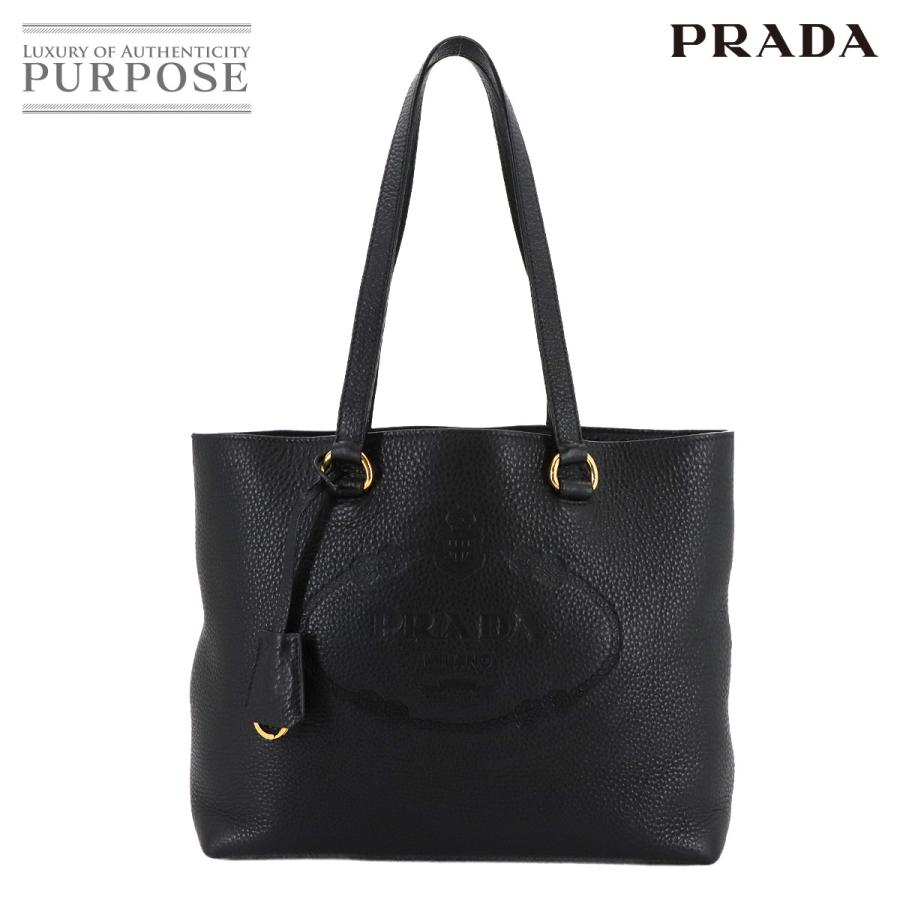 プラダ　PRADA トートバッグ　レザー　ギャザー　ゴールド金具 PRADA プラダレザートートバッグゴールド