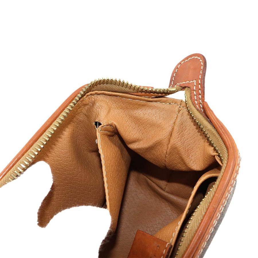 CELINE セリーヌ マカダム ポーチ PVC レザー ブラウン ゴールド