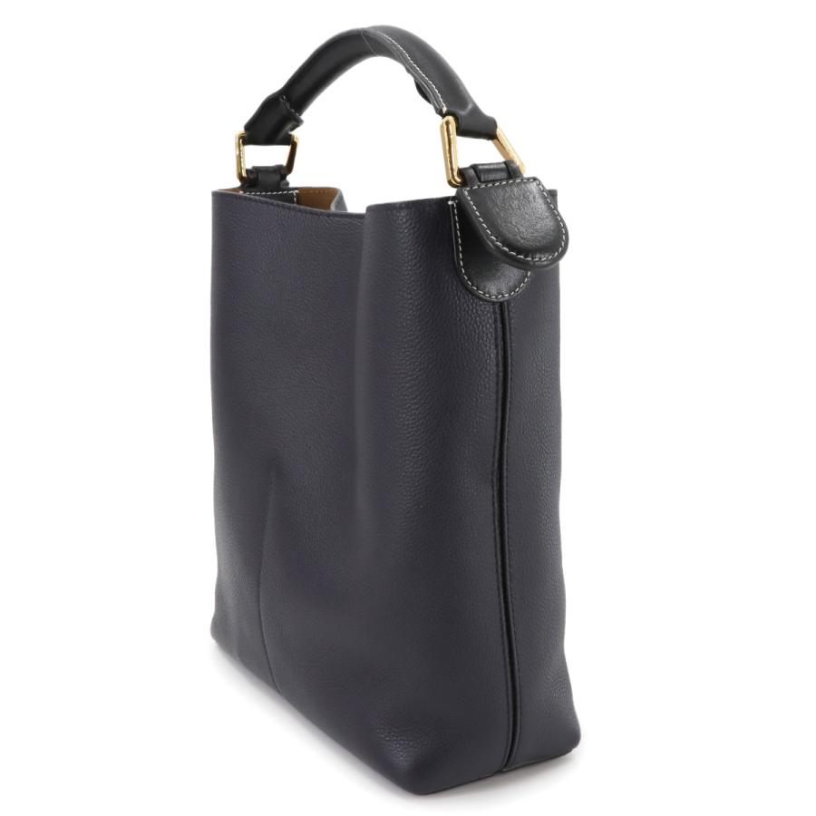 美品 LOEWE ロエベ Tバケット スモール バッグ レザー ダークネイビー