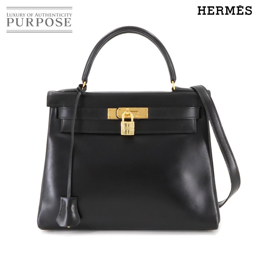 エルメス HERMES ケリー 28 ボックスカーフ ブラック 2way ハンド  
