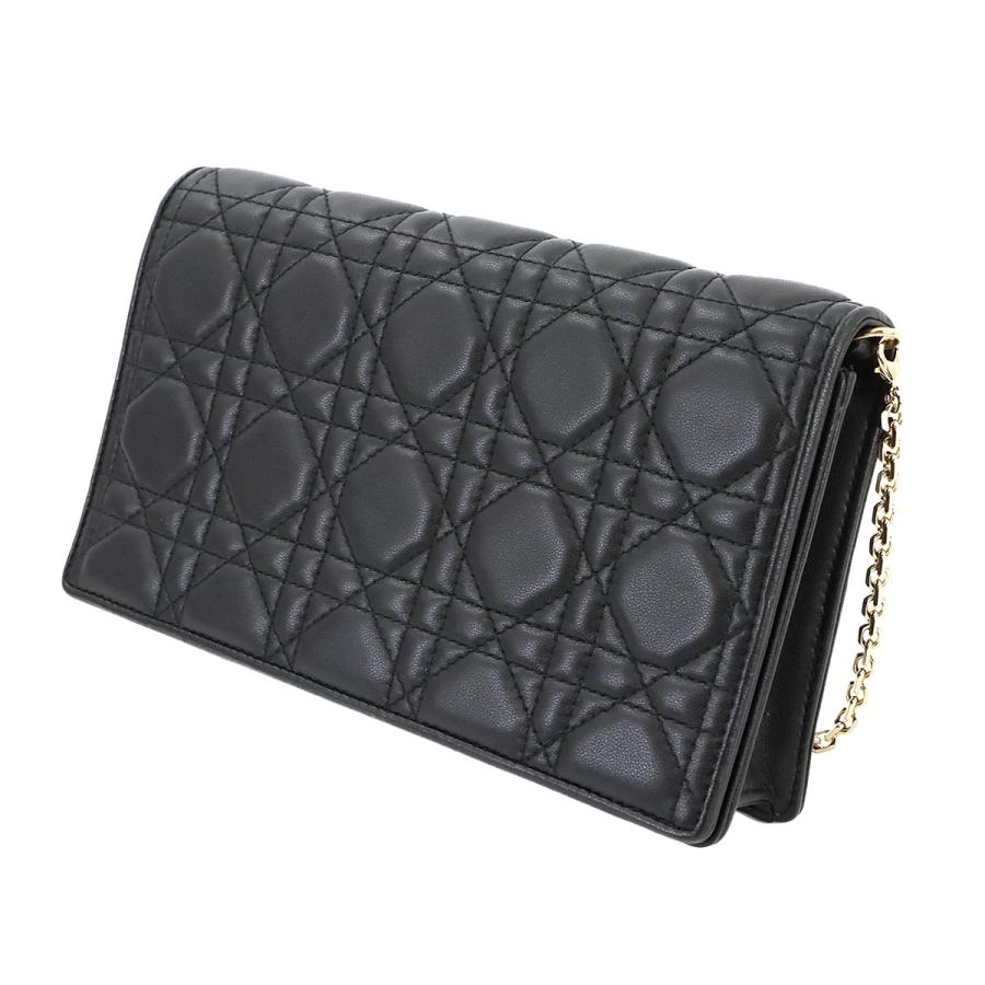 美品 Christian Dior マイクロカナージュ チェーンウォレット 財布