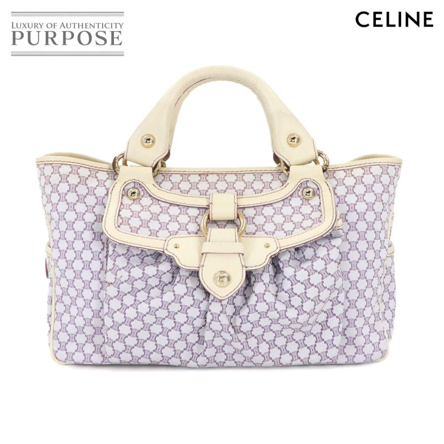 セリーヌ バッグ マカダム ハンド バッグ キャンバス レザー ライトパープル アイボリー レディース 90286233 【中古】ブランド CELINE（セリーヌ） マカダム ハンド バッグ キャンバス レザー
