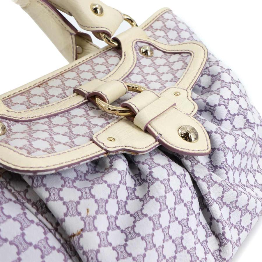 セリーヌ バッグ マカダム ハンド バッグ キャンバス レザー ライトパープル アイボリー レディース 90286233 【中古】ブランド CELINE（セリーヌ） マカダム ハンド バッグ キャンバス レザー