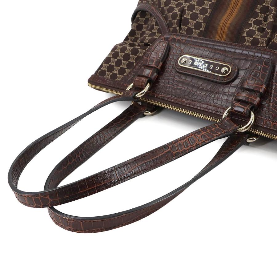 CELINE 新品同様 セリーヌ マカダム ハンド バッグ キャンバス レザー  