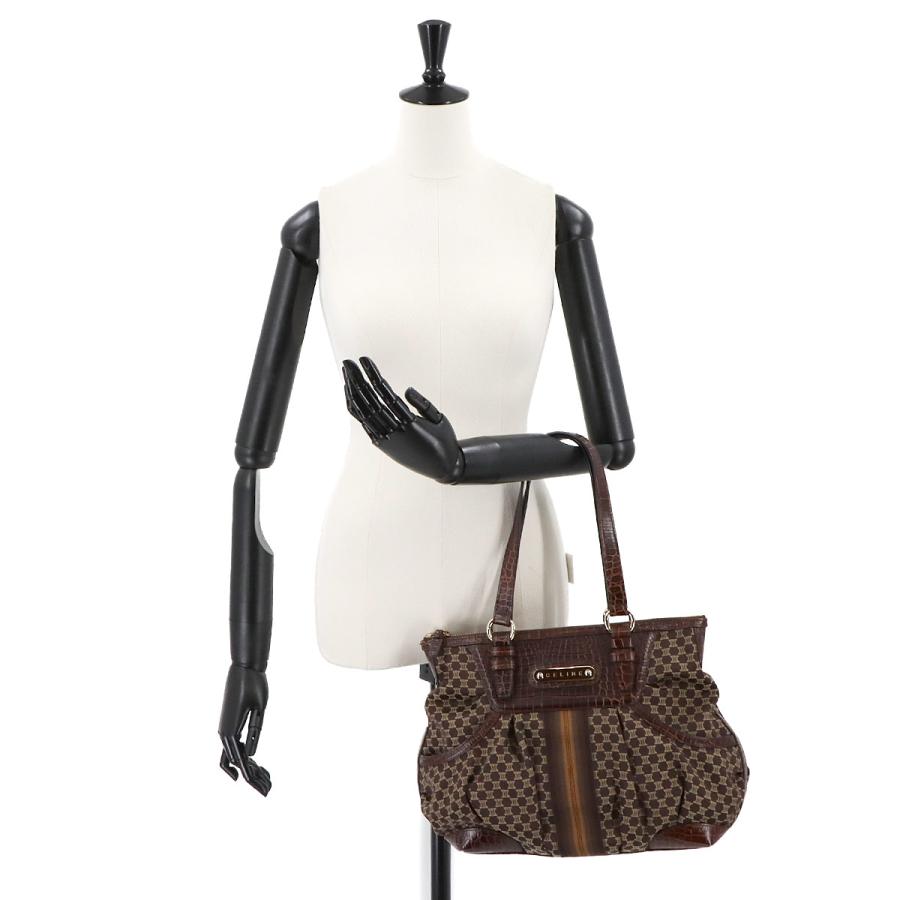 CELINE 新品同様 セリーヌ マカダム ハンド バッグ キャンバス レザー  