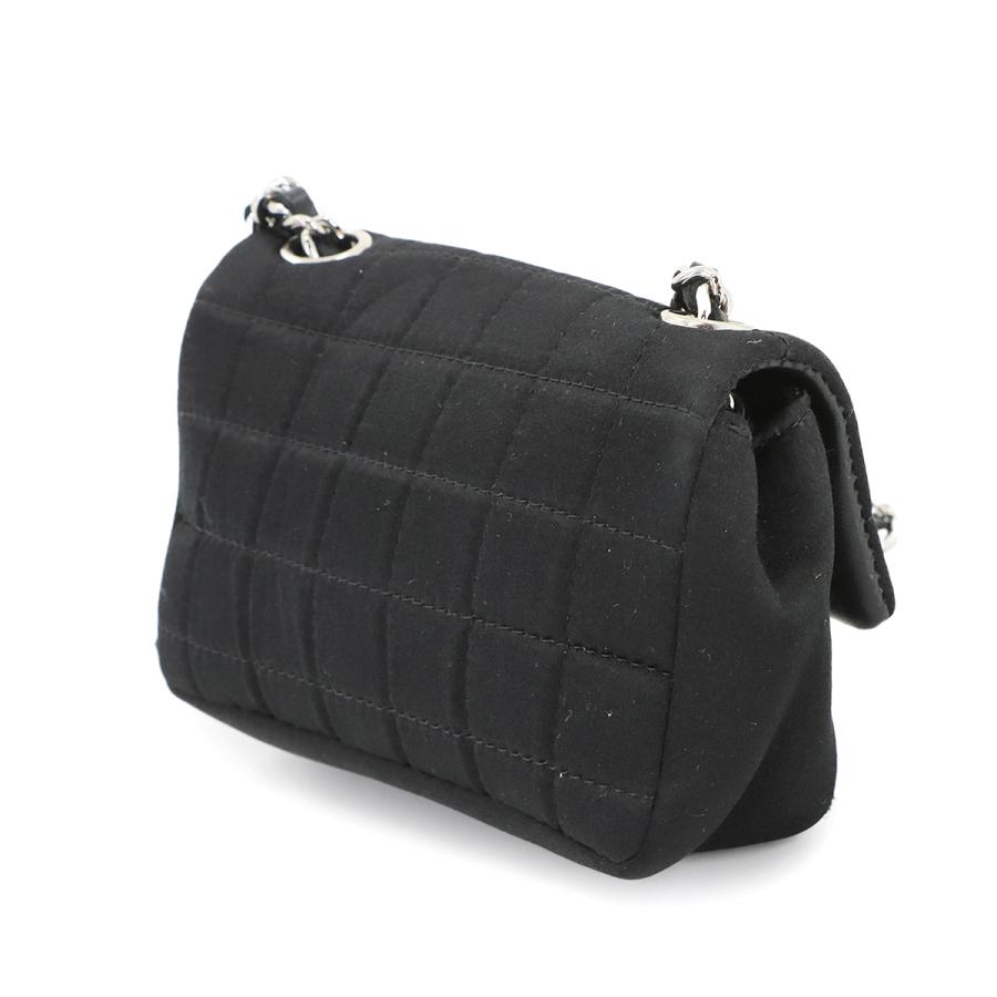 新品同様 シャネル CHANEL チョコバー ミラー リップ ミニ チェーン ショルダー バッグ サテン ブラック ヴィンテージ 90286311 CHANEL（シャネル） 新品同様 チョコバー ミラー リップ ミニ チェーン