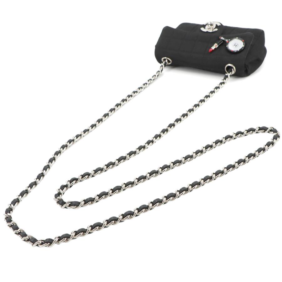 新品同様 シャネル CHANEL チョコバー ミラー リップ ミニ チェーン ショルダー バッグ サテン ブラック ヴィンテージ 90286311 CHANEL（シャネル） 新品同様 チョコバー ミラー リップ ミニ チェーン