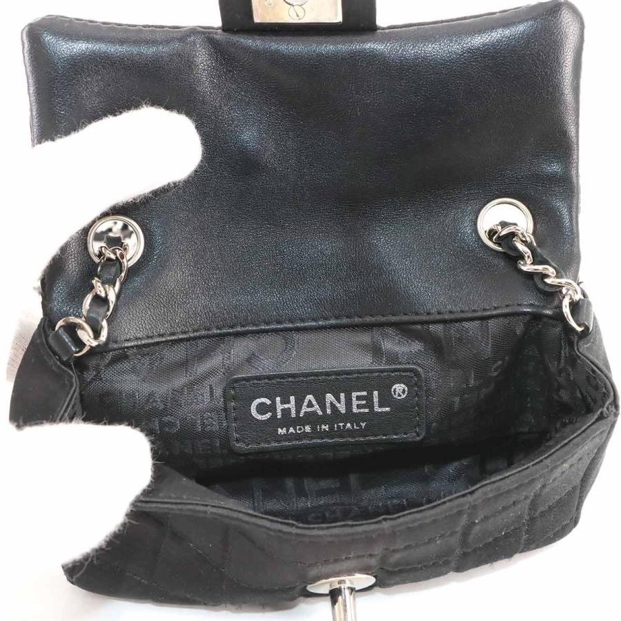 新品同様 シャネル CHANEL チョコバー ミラー リップ ミニ チェーン ショルダー バッグ サテン ブラック ヴィンテージ 90286311 CHANEL（シャネル） 新品同様 チョコバー ミラー リップ ミニ チェーン