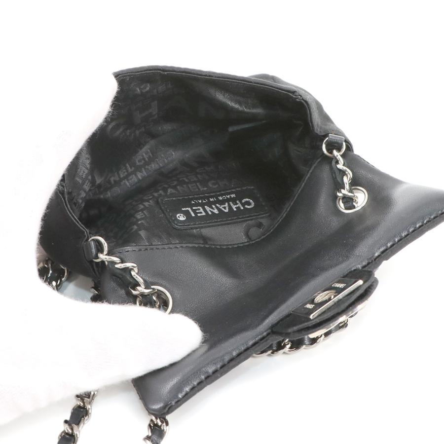 新品同様 シャネル CHANEL チョコバー ミラー リップ ミニ チェーン ショルダー バッグ サテン ブラック ヴィンテージ 90286311 CHANEL（シャネル） 新品同様 チョコバー ミラー リップ ミニ チェーン