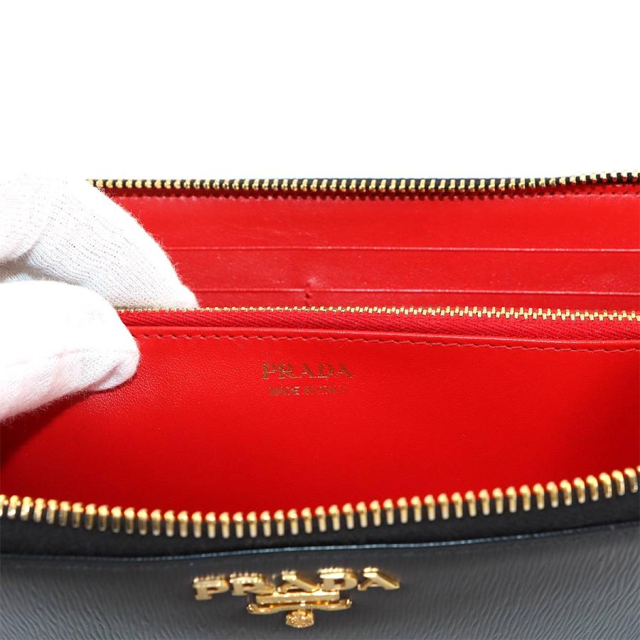 プラダ PRADA ラウンドファスナー 長財布 レザー ブラック 1ML506  