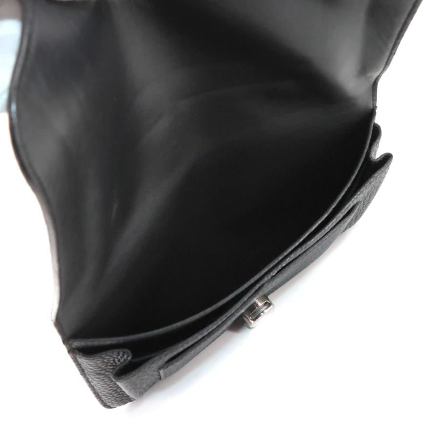 HERMES 美品 エルメス ドゴン GM 二つ折り 長財布 トゴ ブラック □O  