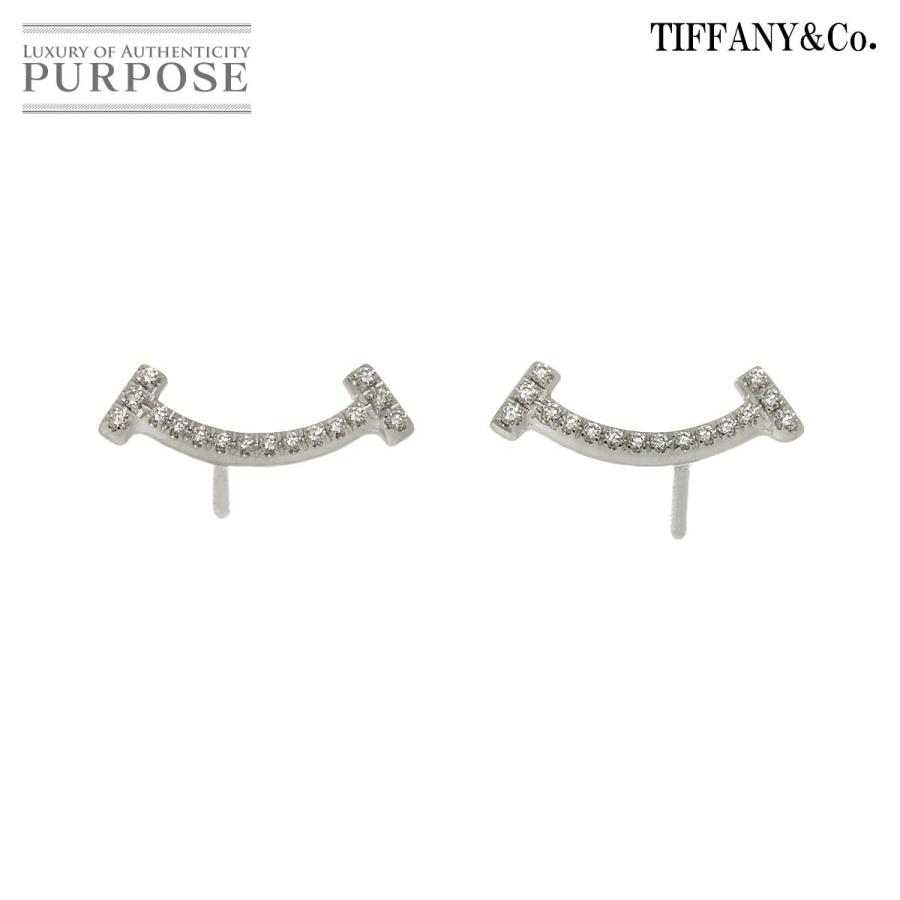 TIFFANY&Co. ティファニー T スマイル ダイヤ ピアス K18 WG ホワイト  