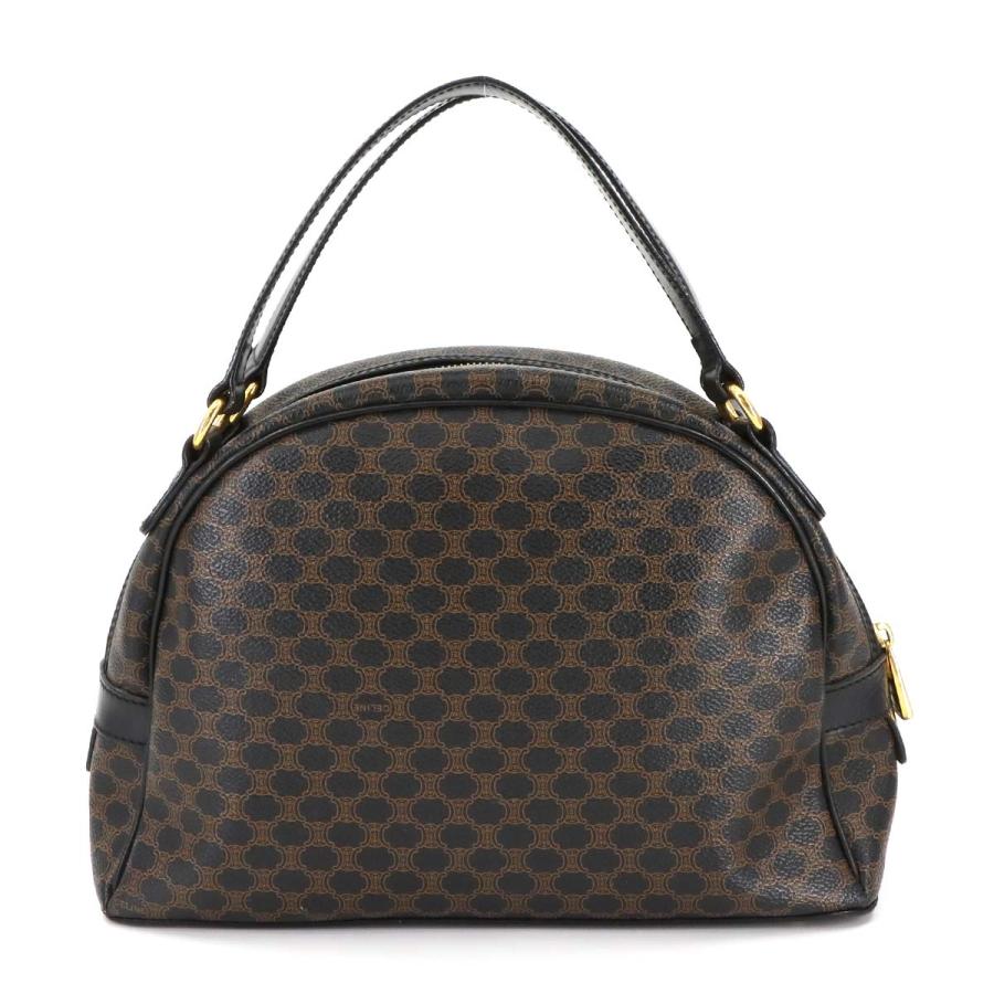 CELINE セリーヌ マカダム柄 ハンド バッグ PVC レザー ブラック  