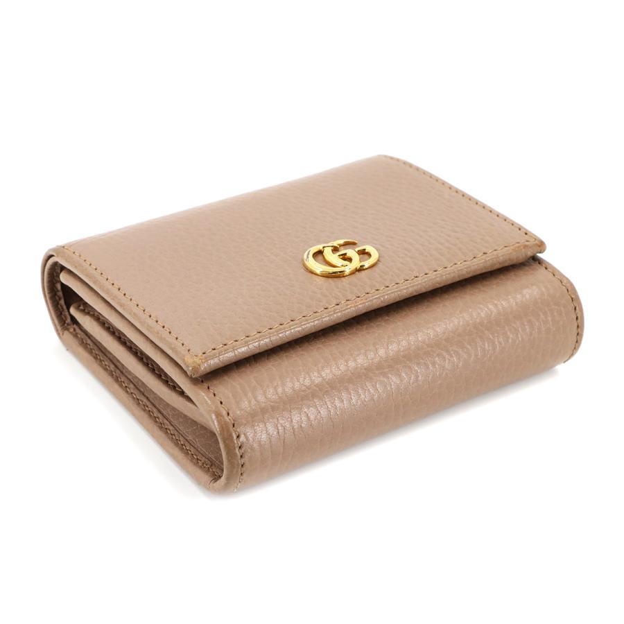 GUCCI グッチ GGマーモント 二つ折り 財布 レザー ベージュ 598587  