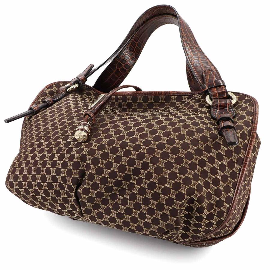 セリーヌCELINE ビタースイートマカダム柄ブラウンレザーハンドバッグ