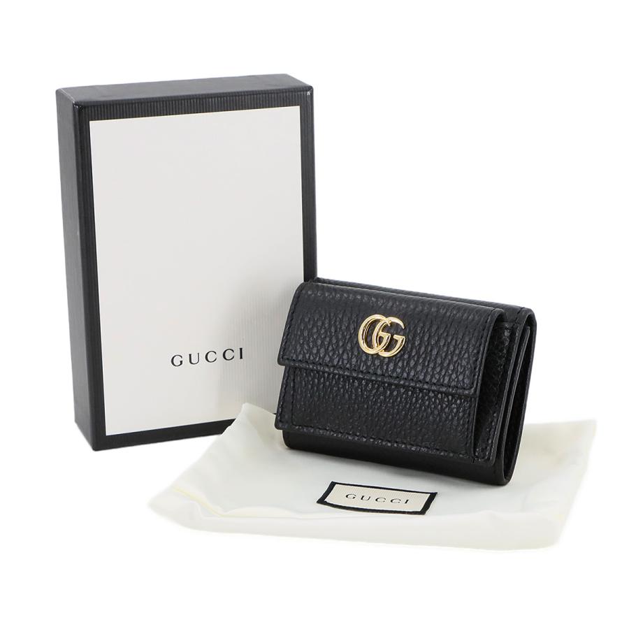✨極美品✨GUCCI 三つ折り財布 GGマーモント レザー ブラック 極美品◇GUCCI 三つ折り財布 GGマーモント レザー ブラック 黒 【公式