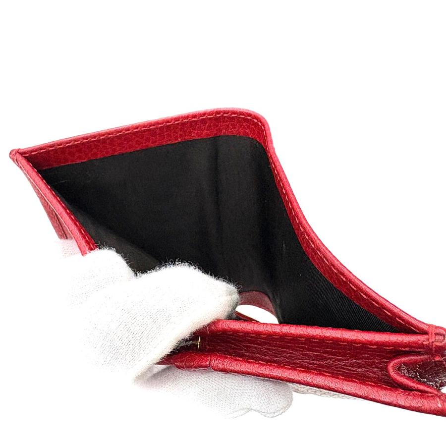 GUCCI 新品同様 グッチ GGマーモント 二つ折り 財布 レザー レッド  