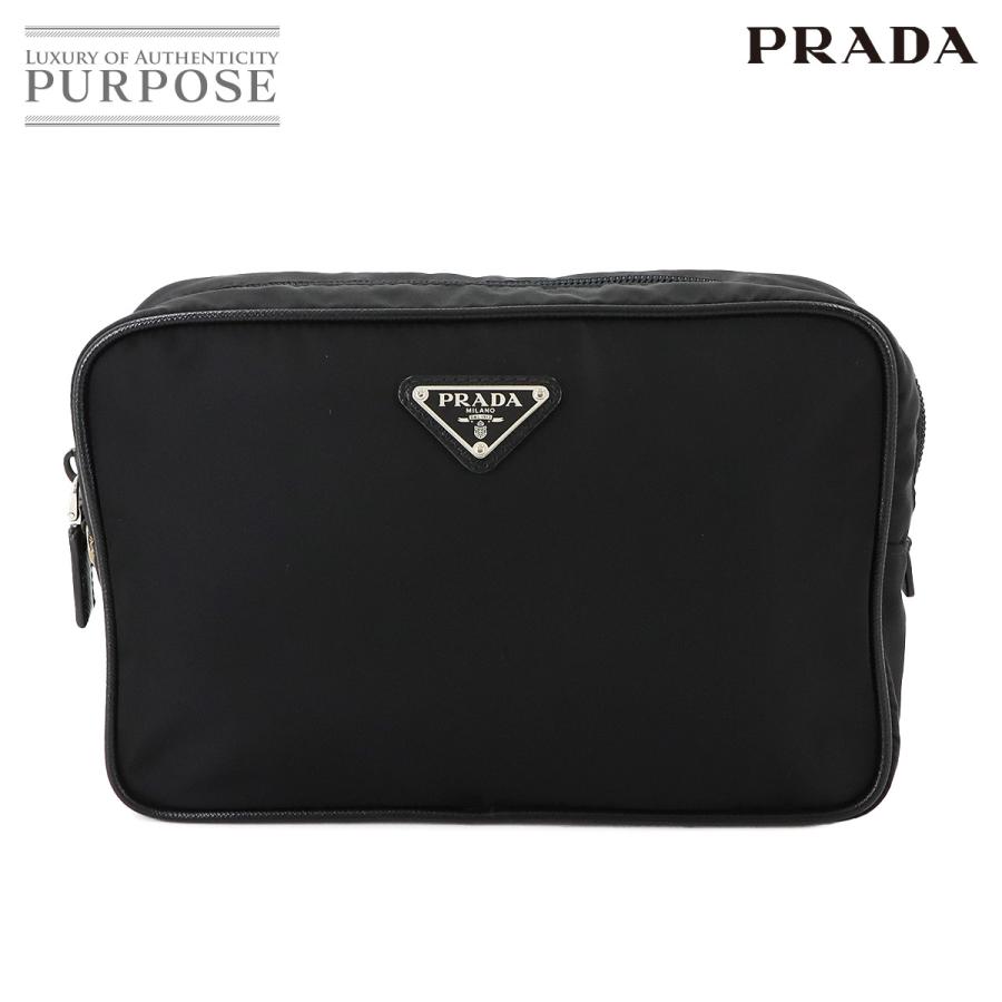 【未使用】プラダ　ポーチ　ブラック　MV28 ナイロン　サフィアーノレザー Re-Nylon ポーチ ナイロン サフィアーノレザー ブラック プラダ – RECLO