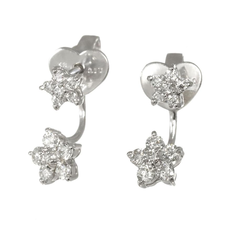 ポンテヴェキオ Ponte Vecchio ダイヤ 0.17ct/0.16ct ピアス K18 WG ホワイトゴールド 750 花 Earrings Pierced 90288339