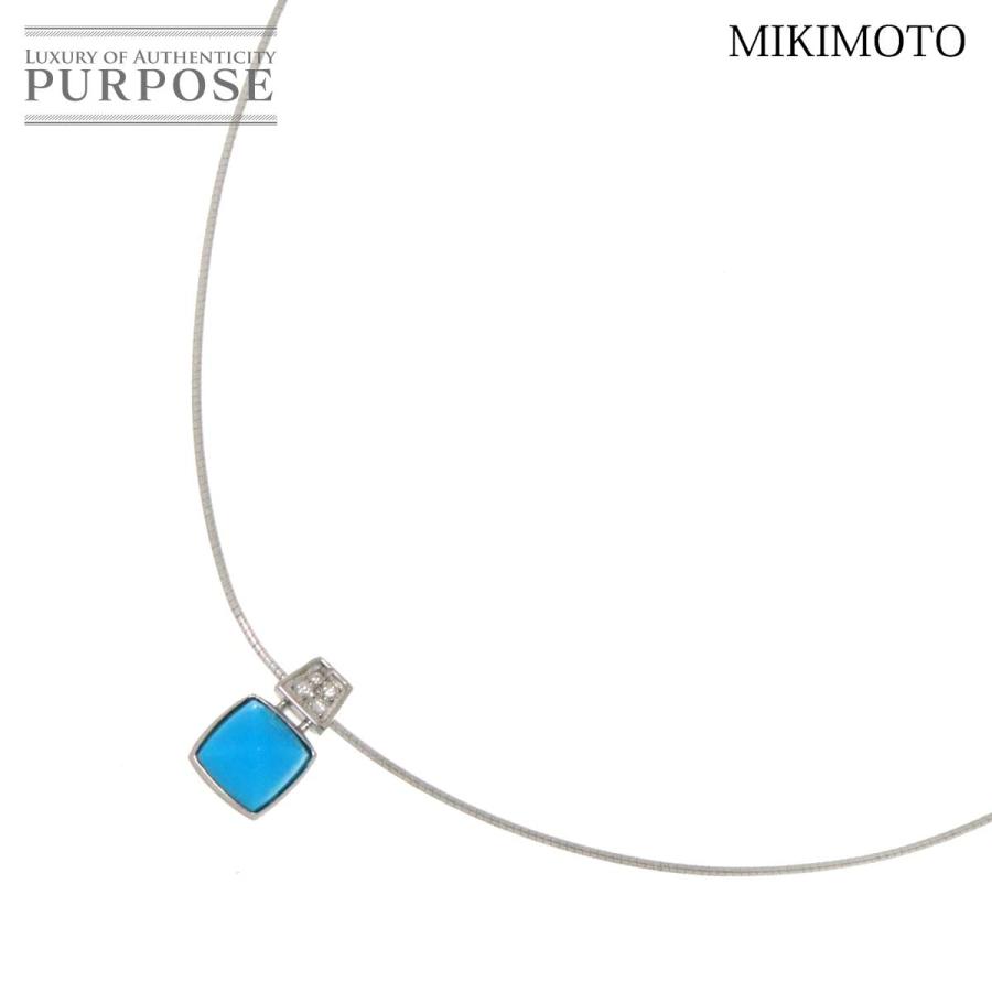 ミツキ！！ MIKIMOTO ミキモト ターコイズ ダイヤ 0.03ct ネックレス 40cm