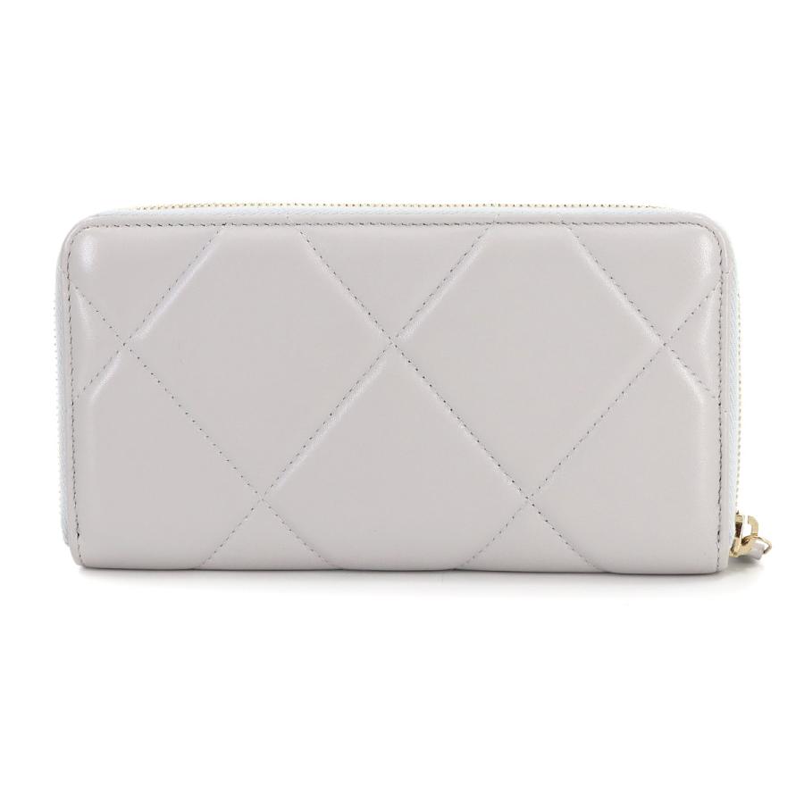 シャネルCHANEL19 マトラッセラムスキン長財布グレー