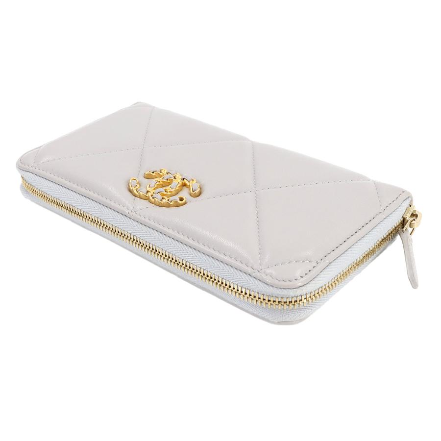 シャネル CHANEL19 マトラッセ ラムスキン 長財布 グレー 【公式通販】