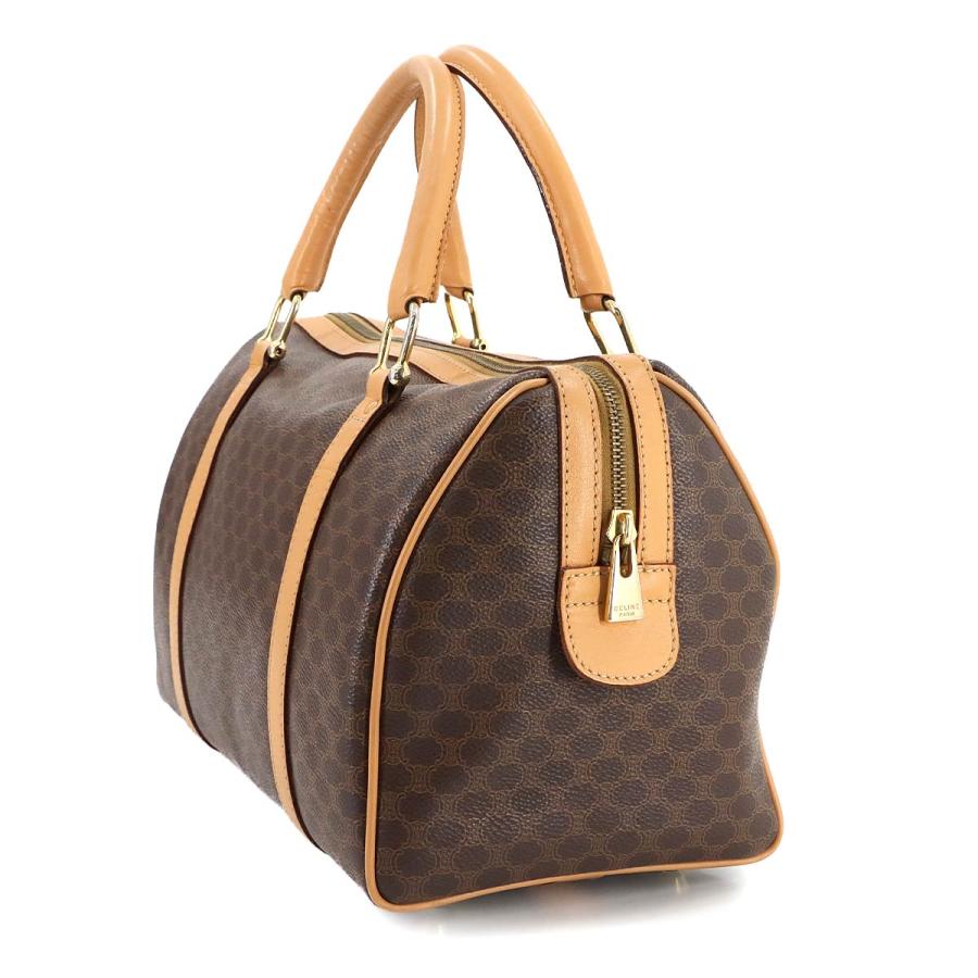 セリーヌ バッグ マカダム ボストン ハンド バッグ PVC レザー ブラウン ゴールド 金具 レディース 90289271 【中古】ブランド CELINE（セリーヌ） マカダム ボストン ハンド バッグ PVC レザー