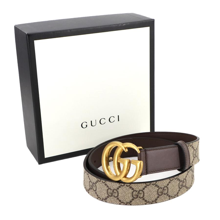 GUCCI（グッチ） 新品同様 ダブルG スリム ベルト GGキャンバス レザー