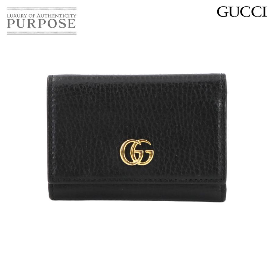 ✨美品✨グッチ　三つ折り財布　マーモント　GG金具　レザー　黒 美品】GUCCI マーモント 三つ折り財布 GG レザー ブラック - メルカリ