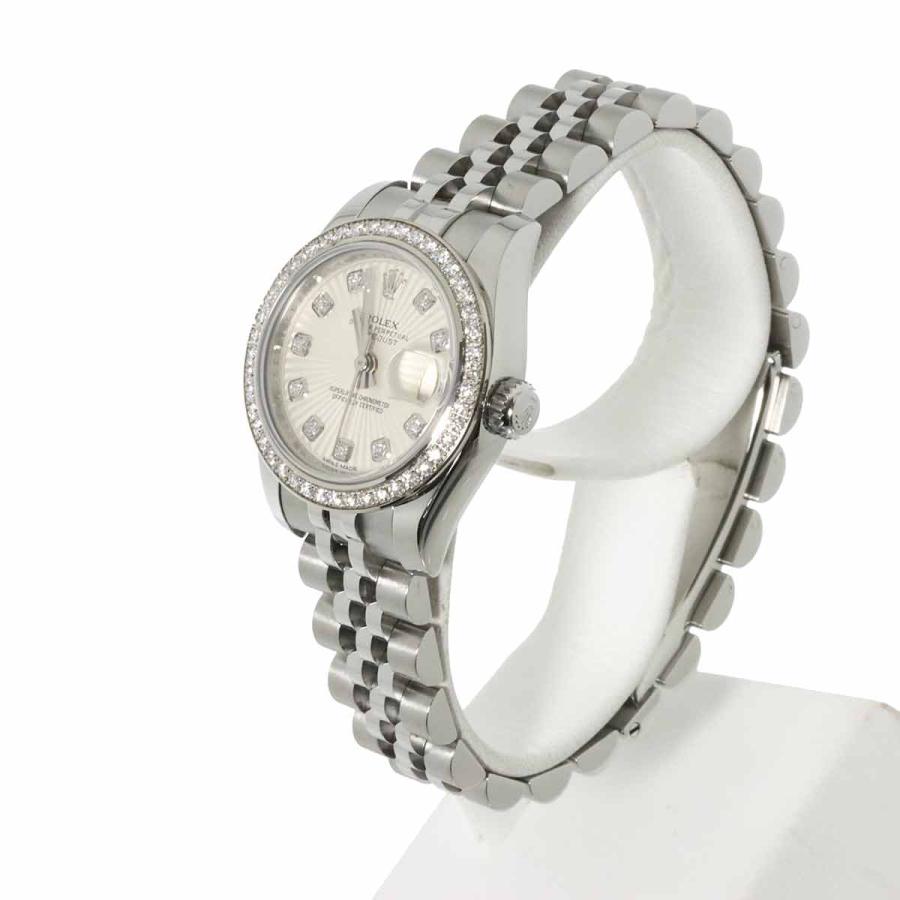 ロレックス ROLEX デイトジャスト 179384G G番 ルーレット ダイヤベゼル レディース 10Pダイヤ シルバー K18WG 自動巻き Datejust 90289338 ROLEX（ロレックス） デイトジャスト 179384G G番 ルーレット ダイヤ