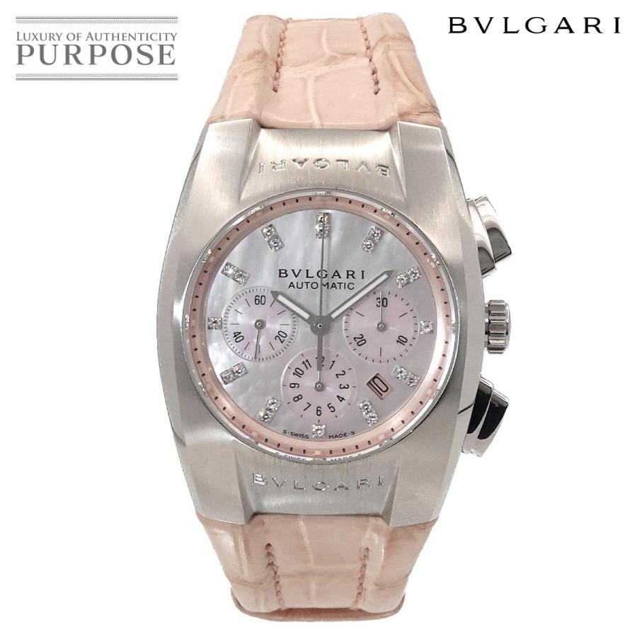 ブルガリ BVLGARI エルゴン クロノグラフ EG35SCH レディース 腕時計 21P ダイヤ デイト ピンクシェル 自動巻き Ergon 90288627 90290742 BVLGARI（ブルガリ） エルゴン クロノグラフ EG35SCH レディース