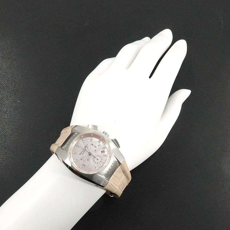 ブルガリ BVLGARI エルゴン クロノグラフ EG35SCH レディース 腕時計 21P ダイヤ デイト ピンクシェル 自動巻き Ergon 90288627 90290742 BVLGARI（ブルガリ） エルゴン クロノグラフ EG35SCH レディース