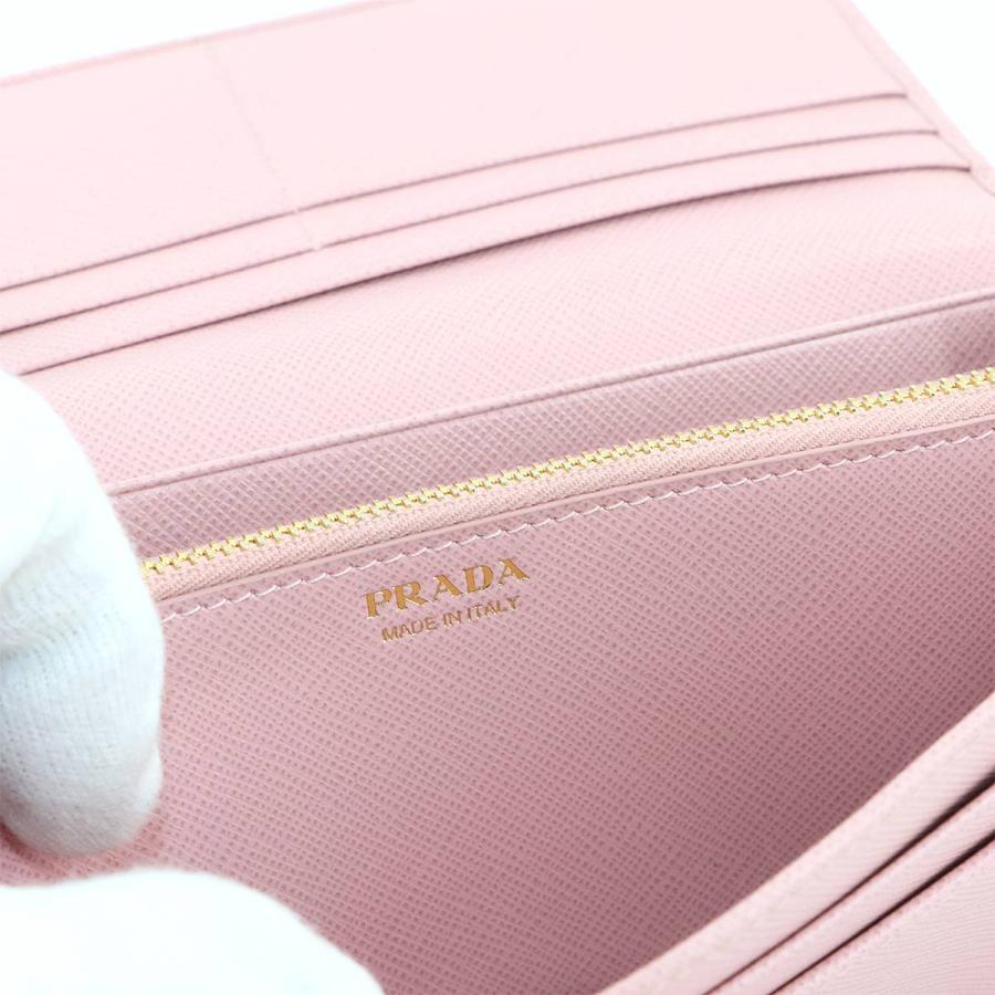 新品同様 プラダ PRADA サフィアーノ 二つ折り 長財布 レザー ピンク  