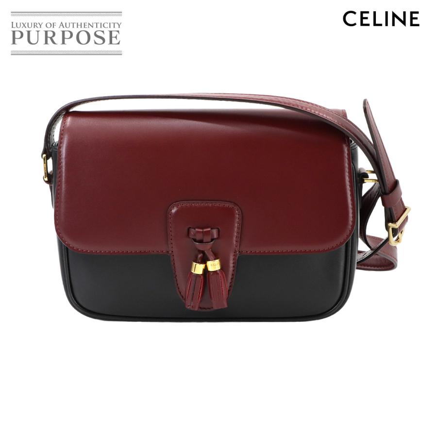 新品同様 セリーヌ バッグ タッセルズ ショルダー バッグ レザー ボルドー ブラック レディース 90291001 【中古】ブランド CELINE（セリーヌ） 新品同様 タッセルズ ショルダー バッグ レザー
